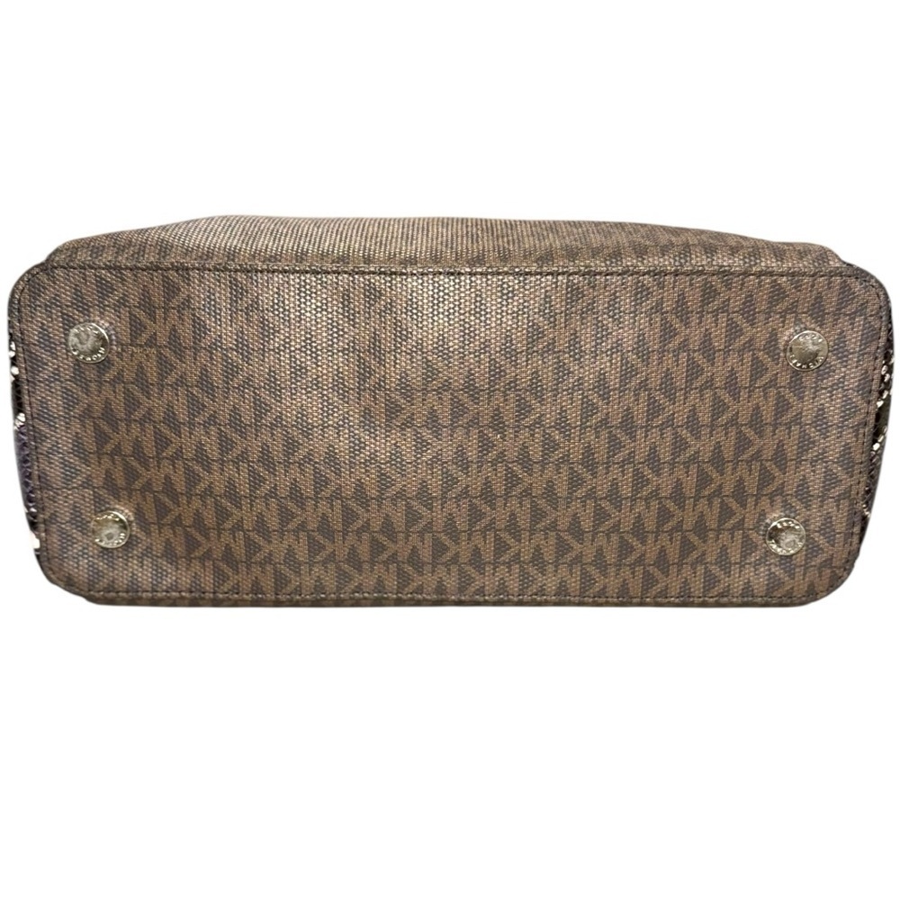 Michael Kors Sienna Snakeskin and Monogram Satchel Tote Bag - Picture 3 of 7